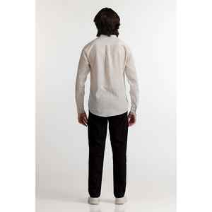 <b>Men's</b> Casual Stripe <b>Shirt</b> White <b>Black</b> 100% Cotton Poplin Breathable Plain Dyed Size XL ODM Supply - Product Image 1