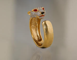 Luxury Brand Jewelry Hip Hop Moissanite Leopard Head <b>Open</b> <b>Ring</b> Round Cut Rhodium Plated Prong Setting for Men's - Product Image 5