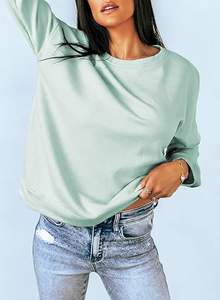 Sudadera de lana de algodón de gran tamaño para mujer, Jersey informal holgado, Top de manga larga, tela suave y acogedora - Product Image 2