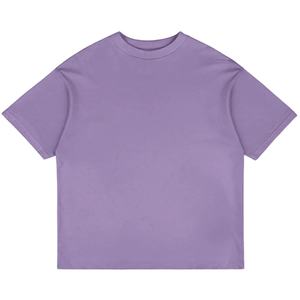 T-shirt en coton à col épais personnalisé, coupe ample, blanc uni, noir, pour homme, vente en gros d'usine - Product Image 1