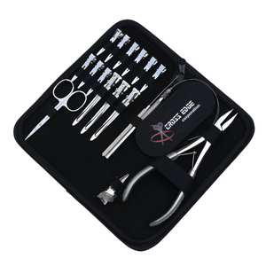 Silver Hair Extension Tool <b>Set</b> Featuring Pulling Loop 2-Hole Microlink <b>Crimping</b> plier Hook Parting Finger Mini Scissor & Clips - Product Image 1