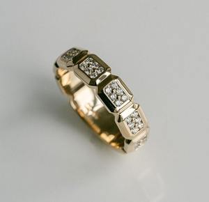 Anillo de Eternidad con Diamantes Cultivados en Laboratorio, Anillo de Boda con Diamantes Engastados en Bisel, Anillo de Compromiso Apilable, Anillo de Joyería Chapado en Oro para Mujer - Product Image 1