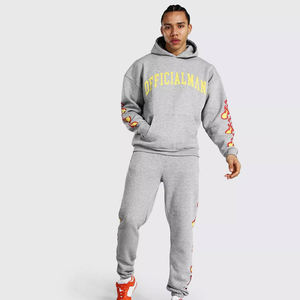 Conjunto de chándal de invierno de carbón transpirable de alta calidad para hombre en oferta Sudadera con capucha y pantalón con logotipo impreso - Product Image 1