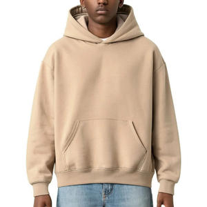 High Quality Custom Logo Label 320gsm Heavyweight Pullover <b>Hoodies</b> 100% Cotton Dropped Shoulders Oversized <b>Men's</b> Boxy Hoodie - Product Image 4