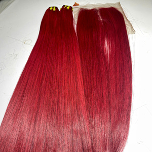 Cabello Vietnamita, Cabello Humano Natural, Liso, Color Rojo, Encaje Frontal Transparente, Precio Directo de Fábrica, Precio al por Mayor - Product Image 5