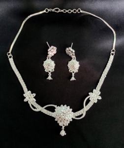 Bague collier boucles d'oreilles en plaqué argent à bas prix avec ensemble de bijoux de style luxe à vendre par les exportateurs - Product Image 4