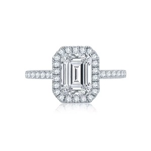 Sustainable Diamond <b>Jewellery</b> Emerald Cut 1.70 Ct Lab Grown Diamond G-VS2 Pave Set Ring In 14K Solid Gold Engagement Style - Product Image 2