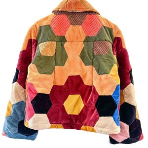 Custom Unisex High Quality Zip Distressed Patchwork Acid Washed Patch Embroidery Splicing Winter <b>Thin</b> <b>Puffer</b> <b>Jacket</b> - Product Image 1