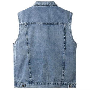Gilet en jean de style nouveau pour hommes sans manches Logo personnalisé avec impression OEM Gilet en jean de haute qualité respirant de couleur unie pour hommes - Product Image 2