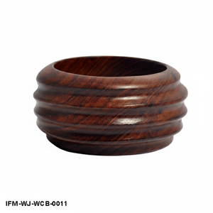 Grand bracelet en bois nervuré, manchette en bois sculptée à la main brun foncé, bijou bohème en bois, cadeau pour elle - Product Image 1