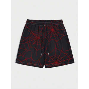 Customized Logo 100% Polyester Boys' Short Casual Quick Dry Lightweight Goth Men Mouth Print <b>Drawstring</b> Waist Shorts - Product Image 5