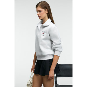 GRIMELANGE <b>BELLE</b> Women's Embroidery Detail Half Zipped High Neck Regular Fit Sweatshirt - Product Image 5