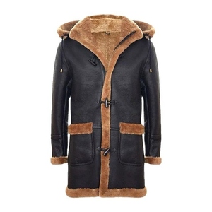 Chaqueta de invierno de piel de oveja auténtica para mujer, abrigo largo marrón de doble botonadura con forro de piel de felpa, cálido para otoño - Product Image 1