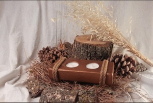 Portavelas de madera antiguo Portavelas pulido hecho a mano por Unique Craft India para decoraciones navideñas - Product Image 6