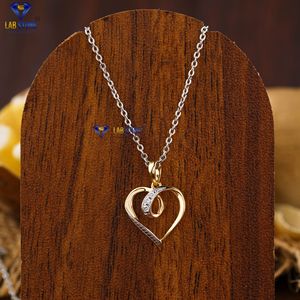 0.03 TDW Rond Diamant EF-VS couleur Or Jaune Pendentif Dainty Heartshine Diamant Pendentif par Labstone - Product Image 1