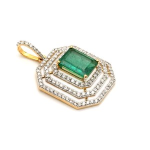 Collar con Colgante de Corte Esmeralda, Plata de Ley 925, Chapado en Oro de 14k, Joyería Fina, Elegante, Regalo para Mujeres y Niñas - Product Image 2