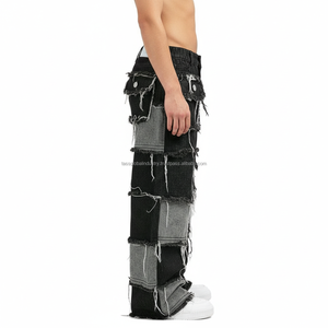 Jean ample décontracté pour homme, coupe baril, jambe large incurvée, personnalisable, en denim de haute qualité, tendance mode, hiver automne - Product Image 4