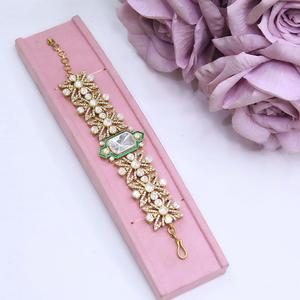 Stunning Gold Plated Trendy <b>Charm</b> Bracelets with CZ Stones for Wedding Engagement Party Wear Women - Product Image 2