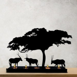 High Quality <b>Black</b> Metal Pillar <b>Holder</b> Modern Luxury Reindeer Design Handmade for Home Decoration Easter - Product Image 1