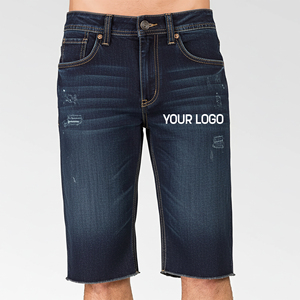 Shorts de Mezclilla 100% Algodón al por Mayor para Hombre, Logotipo Personalizado Serigrafiado, Ropa Urbana Hip Hop, Shorts de Mezclilla Azul Lavado para Hombre - Product Image 4