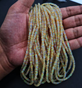 Opale de feu éthiopienne de qualité AA 3-4mm Rondell lisse à facettes 25 CT perles 16 pouces de long pierres précieuses traitées thermiquement pierres précieuses en vrac - Product Image 2