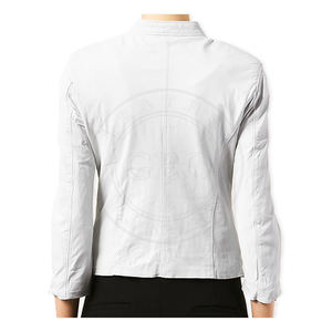 Blouson d'hiver en cuir blanc, pour femme, à la mode - Product Image 2