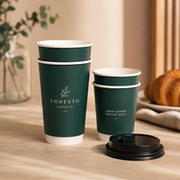 Vasos de Papel con Aislamiento de Doble Pared Impresos Personalizados para Café Caliente, Té, Cafetería, Restaurante, Bebidas para Llevar