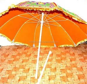 Garden Umbrella Parasol Sunny Rajasthani Embroidery Wedding Umbrella Handmade Outdoor Patio Parasol