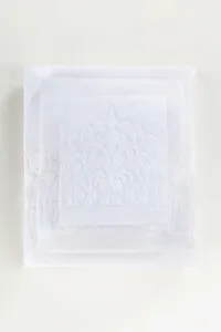 Serviette teintée en jacquard blanc, Coton doux non tissé teint en jacquard blanc, Serviette Jacquard de couleur blanche - Product Image 3