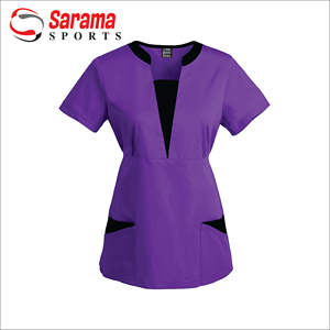 Short Sleeve V-neck Uniform Women's Scrubs Uniforms, Medical Scrubs Top with custom logo and design, - Product Image 4