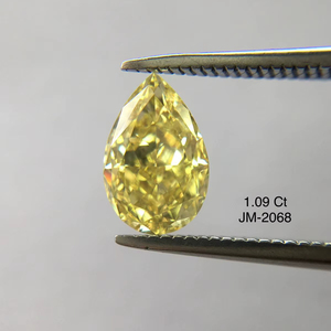 ลูกแพร์1.09กะรัตสีเหลืองเข้มแฟนซีตัด SI1ชัดเจนเพชรทรงหลวม100% ใสจากอินเดีย - Product Image 1