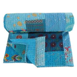 Queen Vintage Bohemian Kantha <b>Quilt</b> <b>Throw</b> Handmade Multi Assorted Patchwork <b>Bedspread</b> Patch Work Gudri Reversible <b>Throw</b> Home - Product Image 1