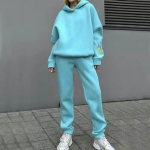 ชุดกีฬากางเกงกีฬามีฮู้ดแขนยาวสำหรับผู้หญิงชุดกีฬาขนแกะลำลองชุดวอร์มเสื้อผ้าผู้หญิงชุดวอร์มเสื้อผ้าฤดูหนาวแบบสวมหัว - Product Image 1