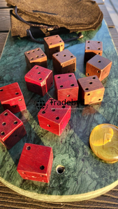 Dés polyédriques en bois faits à la main, ensemble de 7 pièces, écologiques, durables, de collection, pour les jeux de rôle de fantasy Dungeons & Dragons, Tradebyd - Product Image 5