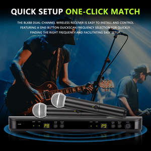 Système de microphone <span class=keywords><strong>sans</strong></span> <span class=keywords><strong>fil</strong></span> BLX288 /Beta58A, système vocal double, deux microphones portatifs professionnels UHF PLL, véritable diversité, micro omnidirectionnel - Product Image 5