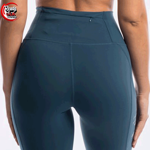 High-Waist Elastic Compression Satin Yoga <b>Leggings</b> for Women XL Size Seamless Spandex/Nylon Outdoor Garment Dyed Logo - Product Image 6
