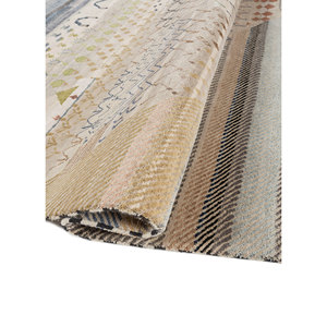 Freedom Manchaha Ivory Large Area Hand Knotted Wool & Silk <b>Rugs</b> Geometric Pattern 10mm <b>Thickness</b> for Teen Home Decor-Lub-8615 - Product Image 2