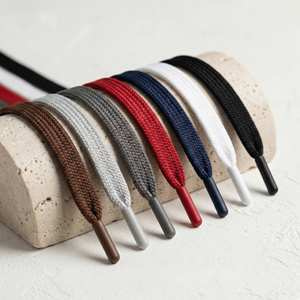 Cordones trenzados al por mayor con logotipo OEM personalizado, planos, 100% algodón, ecológicos, con punta metálica para sudaderas, pantalones y prendas. - Product Image 6