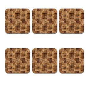 จานรองแก้วไม้ไผ่ทรงกลมทำจากไม้หินอ่อนทรงสี่เหลี่ยมถาดรองแก้ววอลนัทแบบคลาสสิก - Product Image 1