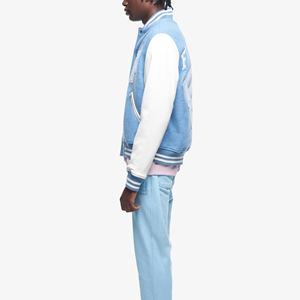 Conçu sur mesure de haute qualité veste d'hiver universitaire pour hommes manches en cuir de laine toile col montant séchage rapide écologique - Product Image 5