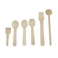 Cuillère en bois compostable de 110mm avec sac emballé