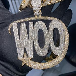 Colgante de nombre de Hip Hop personalizado de Plata de Ley 925, joyería fina única, moissanita helada, diamante, Letra de madera, colgantes bonitos, dijes - Product Image 2