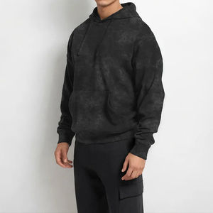 OEM Vente en gros Meilleur sweat à capuche unisexe en coton tricoté de haute qualité 2026, 300 g/m², surdimensionné, logo personnalisé, noir, poids lourd, pour hommes - Product Image 3