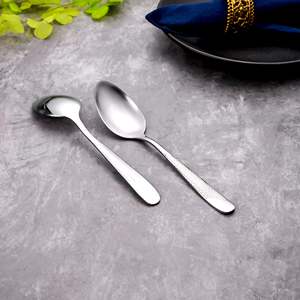 Mini <b>Silver</b> Stainless Steel Spoons <b>Set</b> of 2 Long Handle Mirror Polish for <b>Tea</b> Soup Party Cafe Use Creative Design 15ml Capacity - Product Image 1