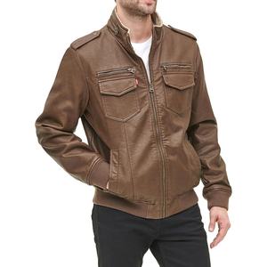 Blouson aviateur en cuir pour homme, toile enduite, printemps automne, col montant formel, coupe ajustée, cuir personnalisé - Product Image 6