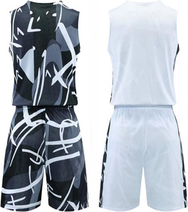 Ensemble d'uniformes de basketball personnalisés à impression numérique, respirant, en polyester, maillot sans manches et short, séchage rapide, antibactérien - Product Image 5