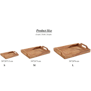 Plateau rectangulaire tissé en rotin naturel fait à la main polyvalent fabriqué au Vietnam: idéal pour la nourriture, le stockage et la décoration - Product Image 6