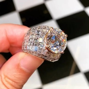 14K Wit Gouden Ring Redelijke Prijs Echte Vvs Diamant Luxe Vvs Moissanite Diamanten Ring Hiphop Smaragd Geslepen Diamanten Ring
