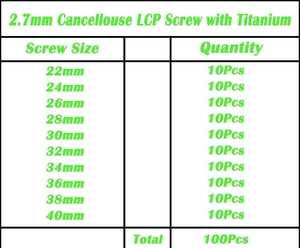 Pack autotaraudeur de 2.7mm à vis annulaires vétérinaire LCP de 100 instruments chirurgicaux orthopédiques en titane - Product Image 5