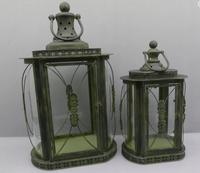 Lanterne à bougie patine verte vintage classique Design intemporel pour les espaces intérieurs et extérieurs Style cylindre en gros pour un usage domestique